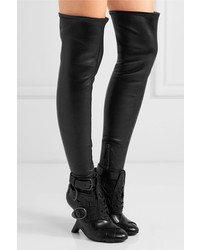 Tom Ford Buckled Leather Over The Knee Boots Black