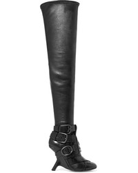 Tom Ford Buckled Leather Over The Knee Boots Black