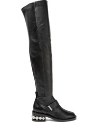 Nicholas Kirkwood Casati Embellished Leather Over The Knee Boots Black