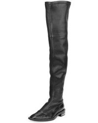 Givenchy Chain Trimmed Stretch Leather Over The Knee Boot Black