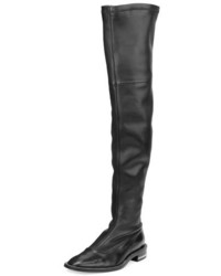 Givenchy Chain Trimmed Stretch Leather Over The Knee Boot Black