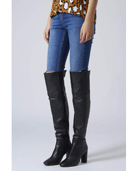 Topshop Collide Leather Over Knee Boots