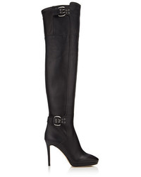 Jimmy Choo Derby 100 Black Soft Calf Over The Knee Boots