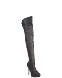 Devious Pleaser Indulge 3011 Black Leather Over The Knee Platform Boots