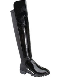 Wild Diva Fifty 50 4 Black Patent Faux Leather Boots