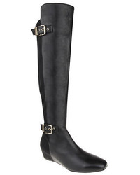 Nina Floriane Leather Over The Knee Wedge Boots