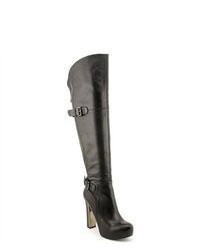 GUESS Vale Black Leather Fashion Over The Knee Boots