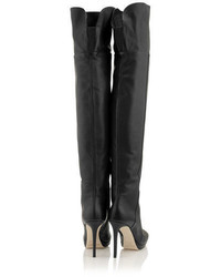 Jimmy Choo Hayley 100 Black Grainy Calf Leather Over The Knee Boots