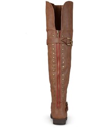 Journee Collection Kane Studded Over The Knee Buckle Boots