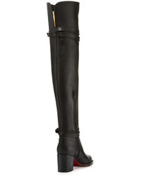 Christian Louboutin Karialta Leather 70mm Red Sole Over The Knee Boot Black