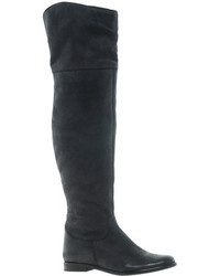 Asos Karma Leather Over The Knee Boots Black