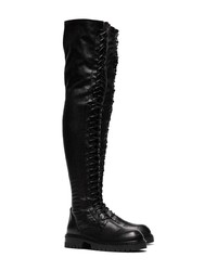 Ann Demeulemeester Knee Length Lace Up Leather Boots
