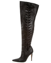 Manolo Blahnik Leather Lace Up Boots