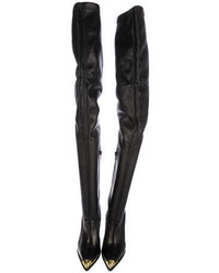 Versace Leather Over The Knee Boots
