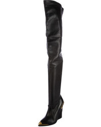 Versace Leather Over The Knee Boots