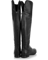 Jil Sander Navy Leather Over The Knee Boots