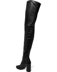 Prada Leather Over The Knee Boots Black