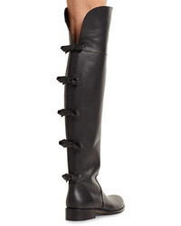 Valentino Leather Over The Knee Bow Boots