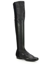 Robert Clergerie Leather Suede Paneled Over The Knee Boots