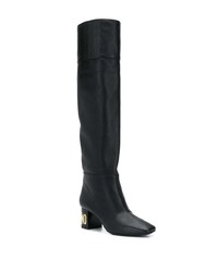 Moschino Logo Plaque Over The Knee Boots