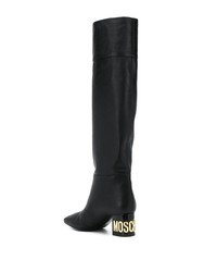 Moschino Logo Plaque Over The Knee Boots