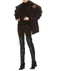 Jimmy Choo Maloy 95 Taupe Grey Leather Over The Knee Boots