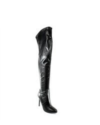 Marc Fisher Smoking Black Faux Leather Fashion Over The Knee Boots