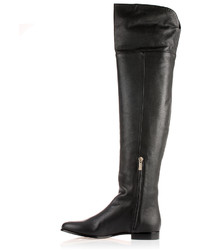 Jimmy Choo Mitty Black Grainy Leather Over The Knee Boot