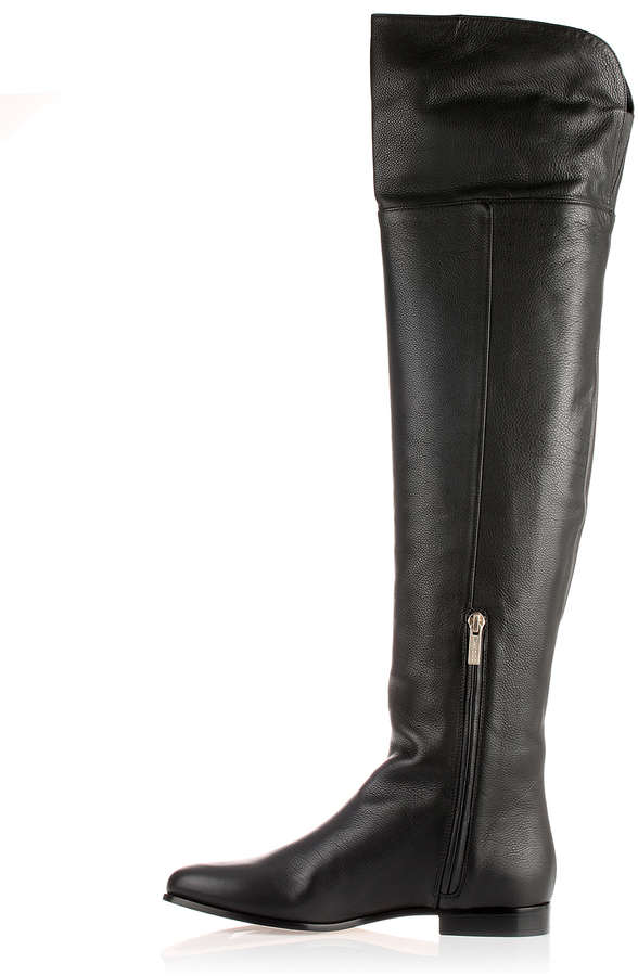 Jimmy Choo Mitty Black Grainy Leather Over The Knee Boot 1 025 ShopSavannahs Lookastic