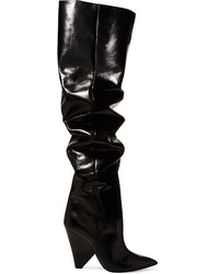 Saint Laurent Niki Glossed Leather Over The Knee Boots