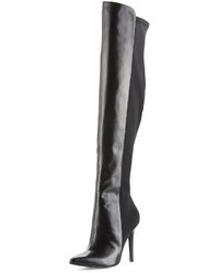Neiman Marcus Power Stretch Over The Knee Leather Boot Black