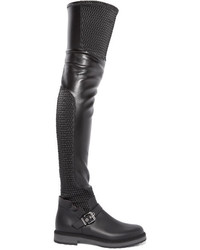 Fendi Quilted Stretch Leather Over The Knee Boots Black