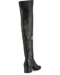 Gianvito Rossi Seamed Leather Over The Knee Boot Black