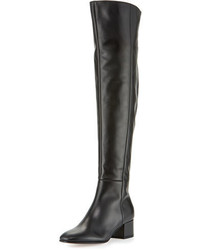 Gianvito Rossi Seamed Leather Over The Knee Boot Black