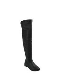 SHOE MAGNATE Mitzi 1 Black Studded Over The Knee Riding Boots