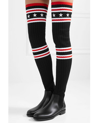 Givenchy Storm Rubber And Ribbed Knit Thigh Sock Boots