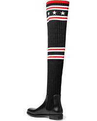 Givenchy Storm Rubber And Ribbed Knit Thigh Sock Boots
