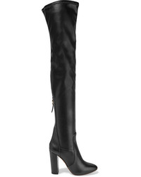 Aquazzura Stretch Leather Over The Knee Boots Black