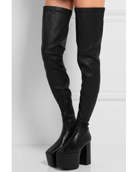 Balenciaga Stretch Leather Platform Over The Knee Boots Black