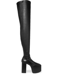 Balenciaga Stretch Leather Platform Over The Knee Boots Black