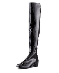 Stuart Weitzman Reserve Patent Stretch Back Over The Knee Boot Black
