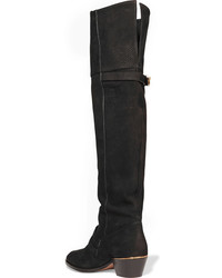 Chloé Susanna Textured Leather Over The Knee Boots Black