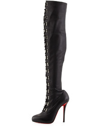 Christian Louboutin Top Croche Over The Knee Red Sole Boot Black