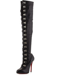 Christian Louboutin Top Croche Over The Knee Red Sole Boot Black