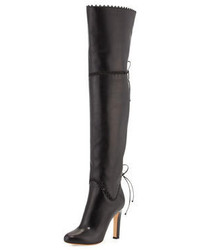Francesco Russo Whipstitched Tie Back Over The Knee Boot