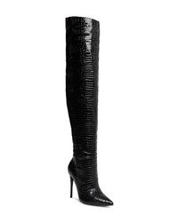 Necesario Intrusión debate Women's Black Leather Over The Knee Boots by Steve Madden | Lookastic