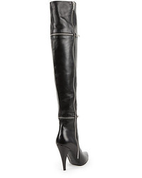 Saint Laurent Zippered Leather Over The Knee Boots