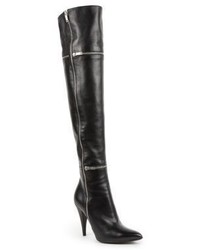 Saint Laurent Zippered Leather Over The Knee Boots