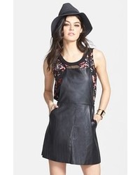 Black Leather Overall Dress