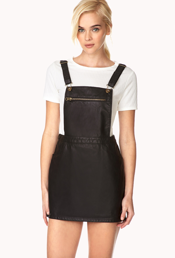 leather overall dress